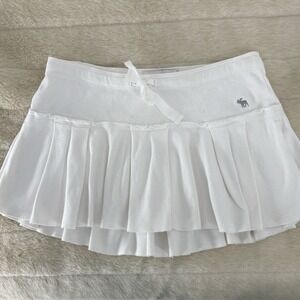Abercrombie Ruffle Mini Skirt Large White Skater Pockets Y2K